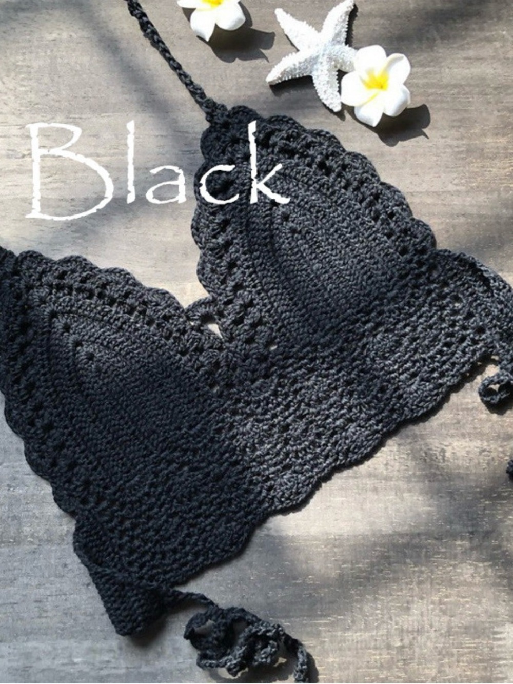 Handmade Black Crochet Bralette